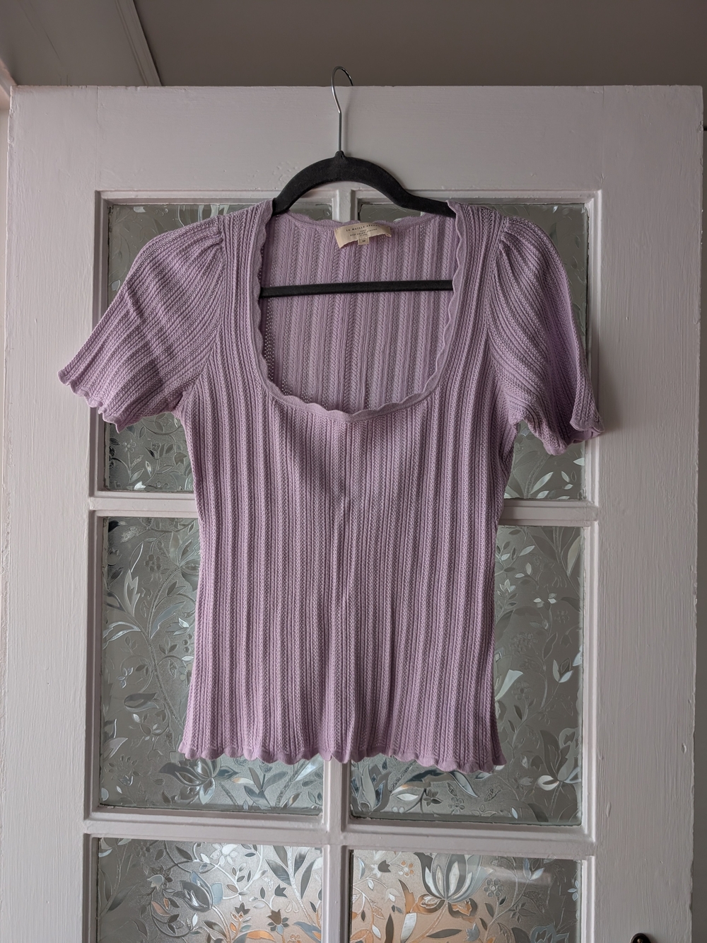 Lilac Ribbed Scoop Neck Sezane Top